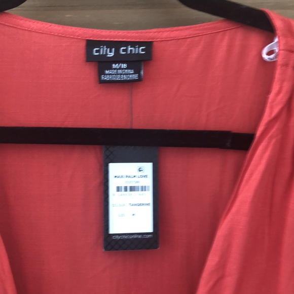 NWT City Chic Palm Love Wrap Split Sleeve Maxi Dress in Tangerine Orange Size 18 - Picture 5 of 7